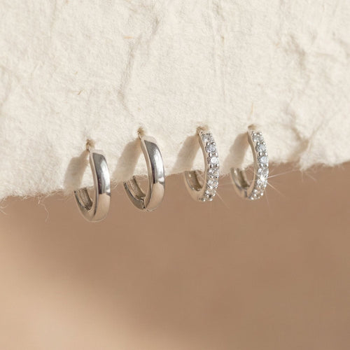 Everyday Essential Huggie Earring Stack Silver