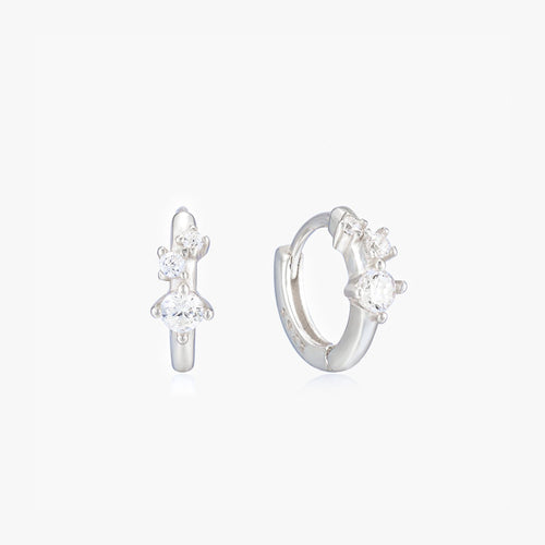 Jasmine Silver CZ Huggie Earrings 7MM