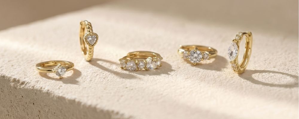 what are huggie earrings, huggie earring size guide, how to wear huggie earrings