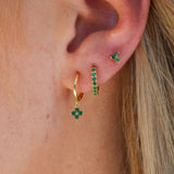 Sidney Emerald Flora Drop Huggie Earrings Gold