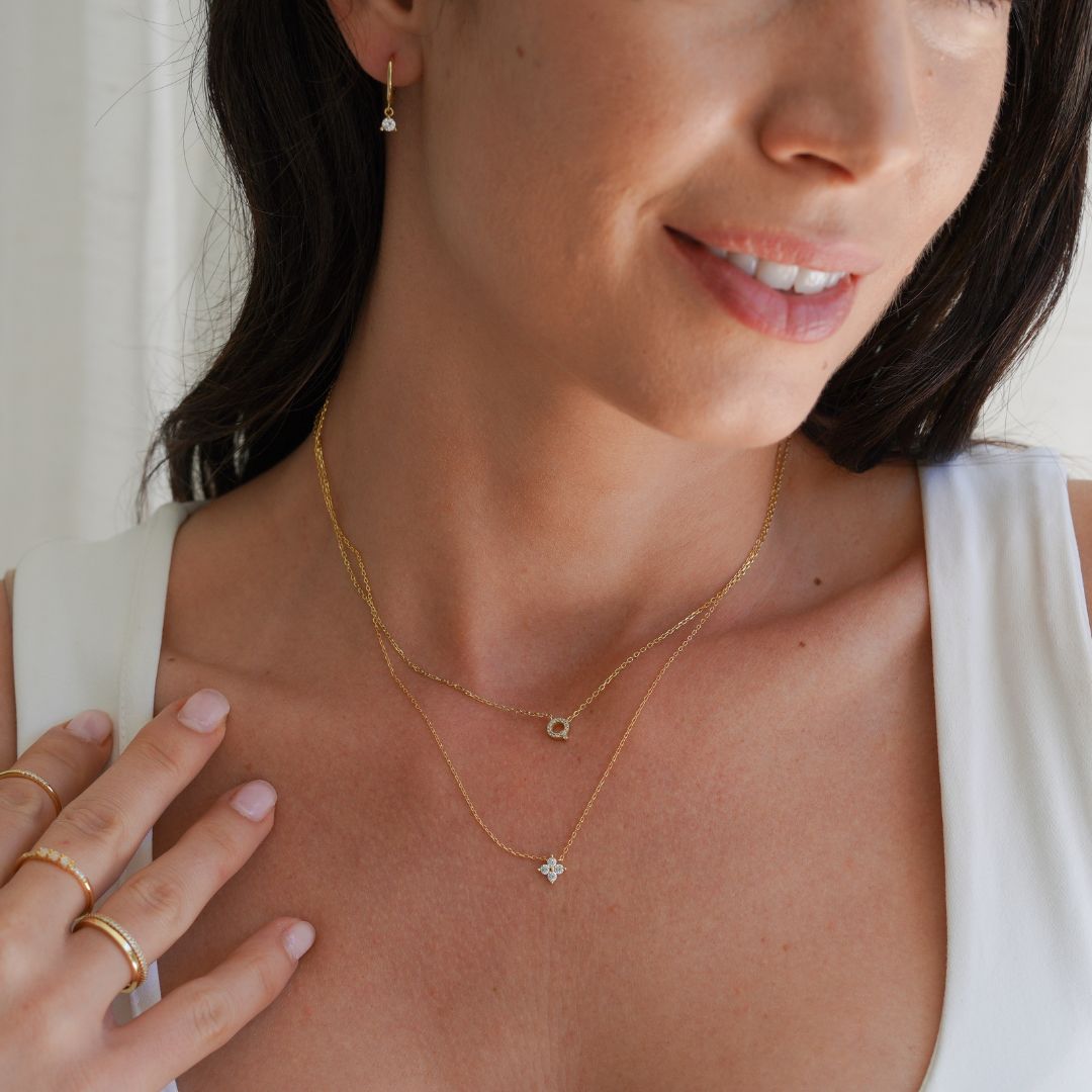 Kamala Gold Flower Pendant Necklace-Sterling Silver Necklaces-LYANG & CO.