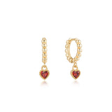 Free Gift | Sofia Ruby Heart Drop Earrings (Gold/Silver)