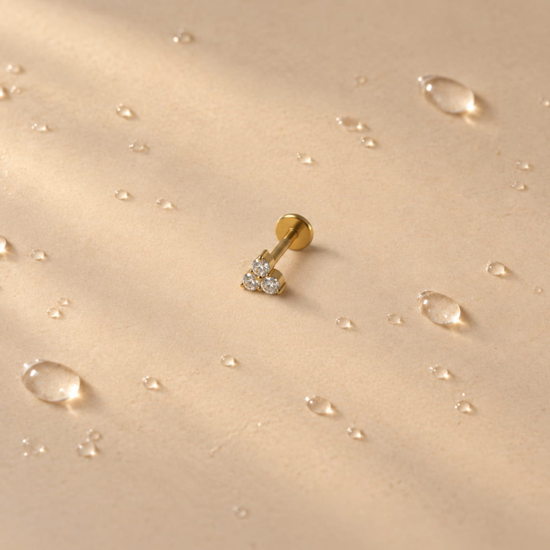 Crystal Trio Titanium Flatback Stud – Single