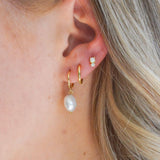 Phoenix Opal CZ Stud Earrings Gold