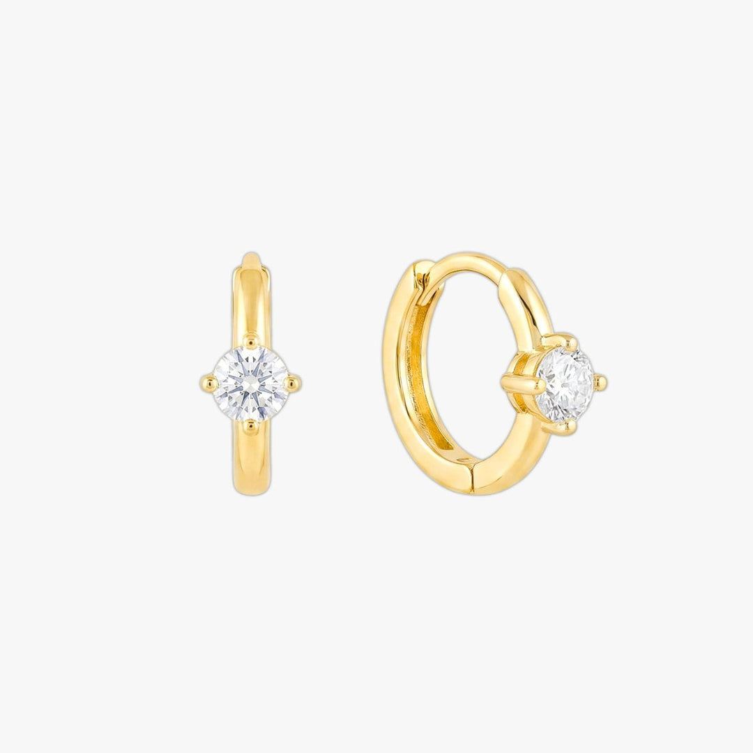 Aeris Gold Solitaire Huggie Earrings