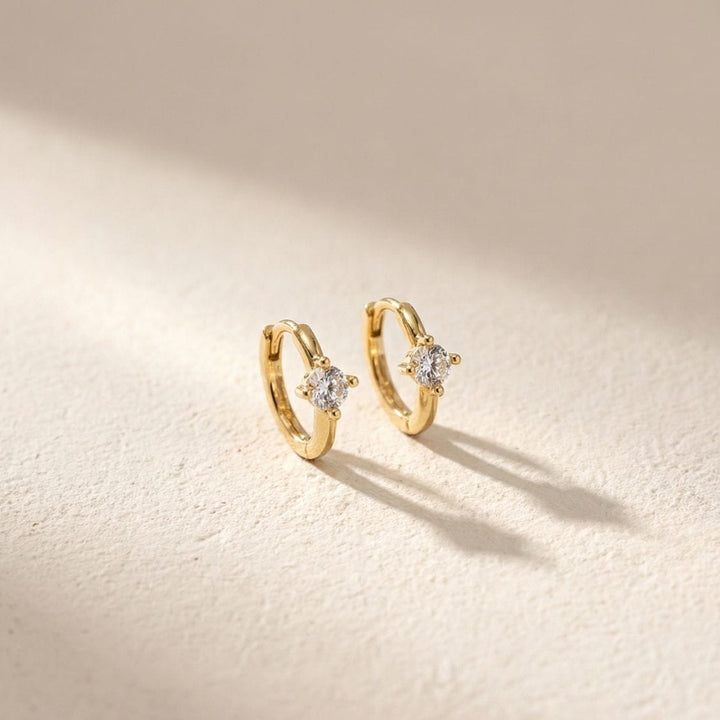 Aeris Gold Solitaire Huggie Earrings