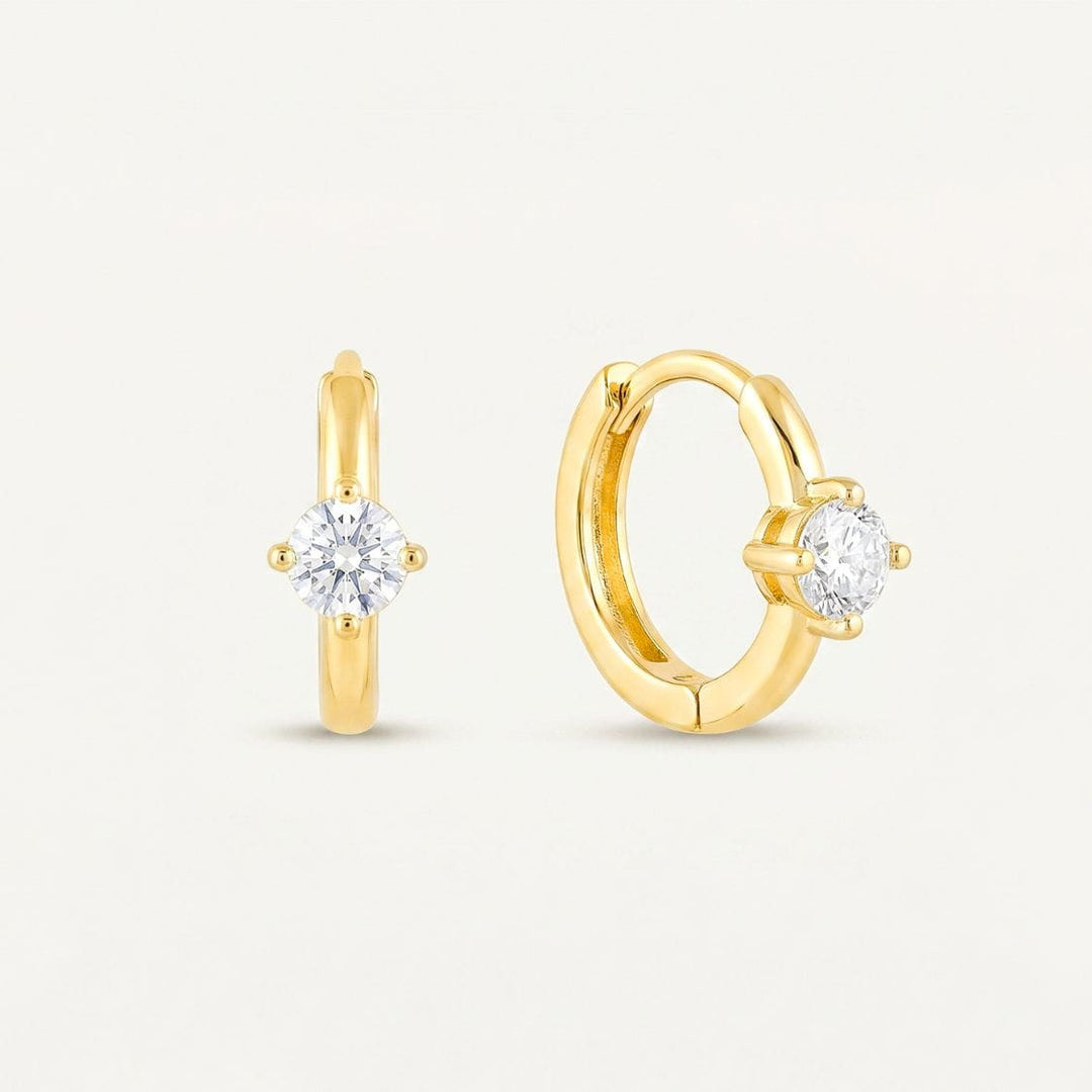 Aeris Gold Solitaire Huggie Earrings