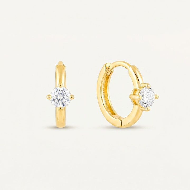 Aeris Gold Solitaire Huggie Earrings