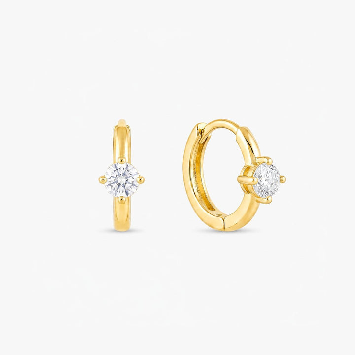 Aeris Gold Solitaire Huggie Earrings