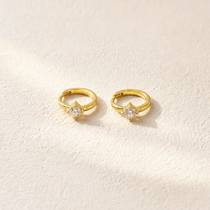 Aeris Solitaire Huggie Earrings