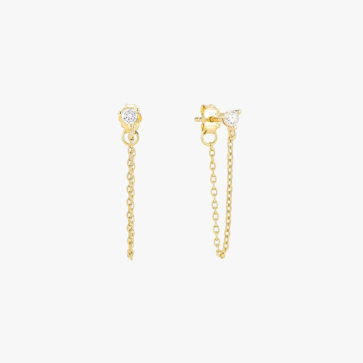 Alice Sparkly Gold Stud Chain Earrings
