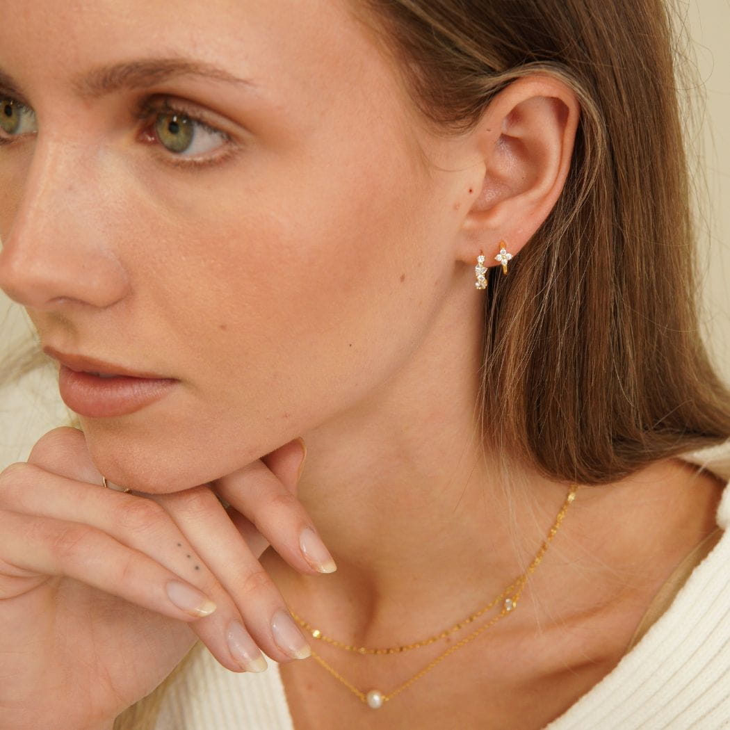 Amelie Pearl Station Necklace Gold