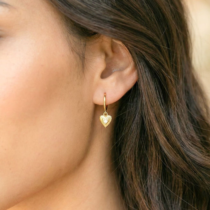 Amia Gold Heart Drop Earrings