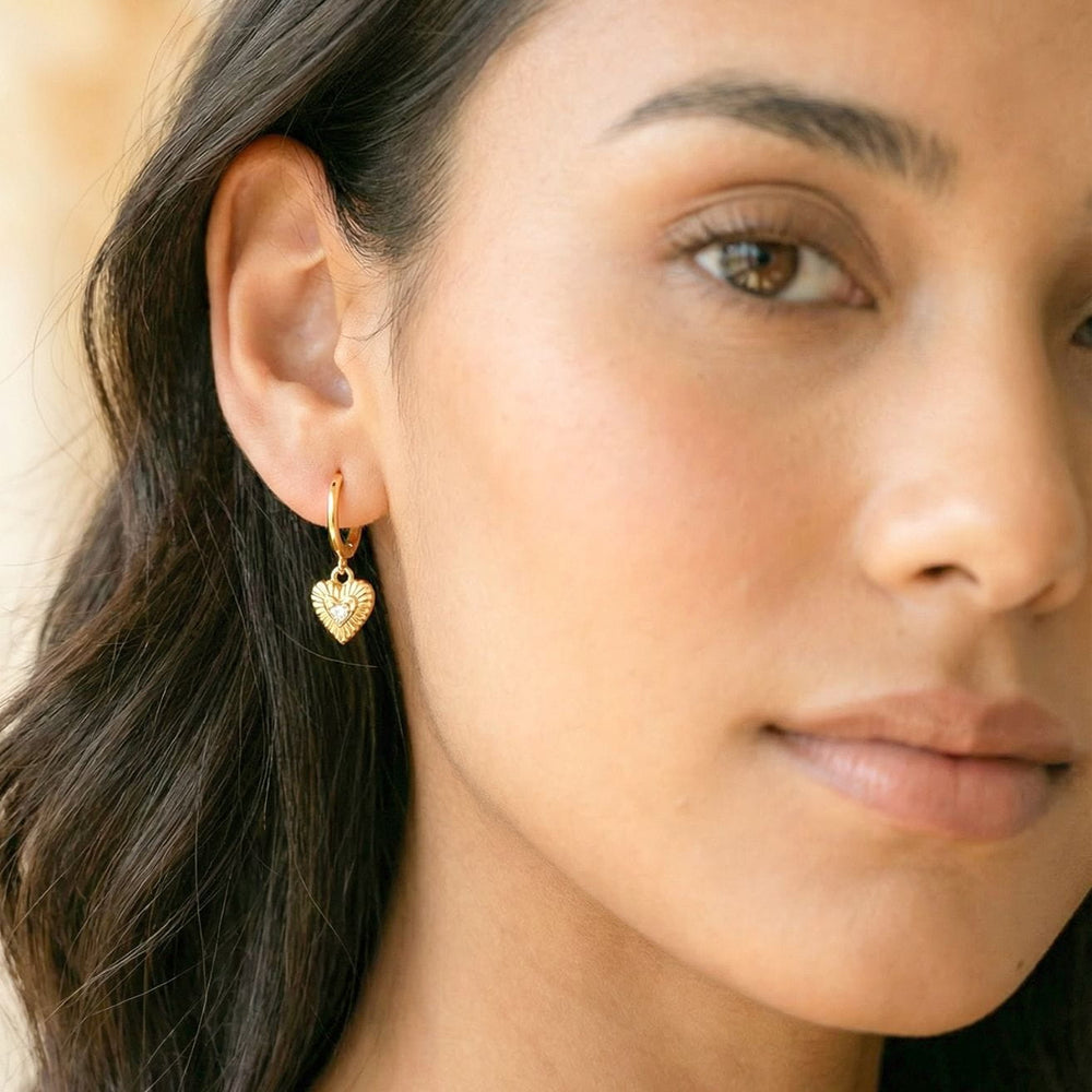 Amia Gold Heart Drop Earrings