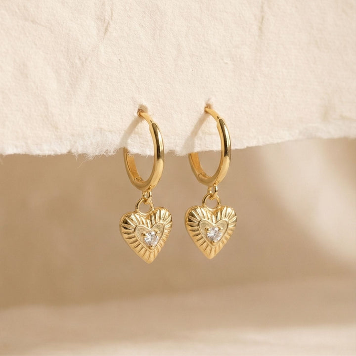 Amia Gold Heart Drop Earrings