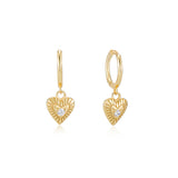 Heart Drop Huggie Earrings Gold