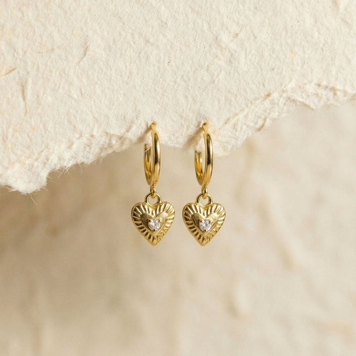 Amia Gold Heart Drop Earrings