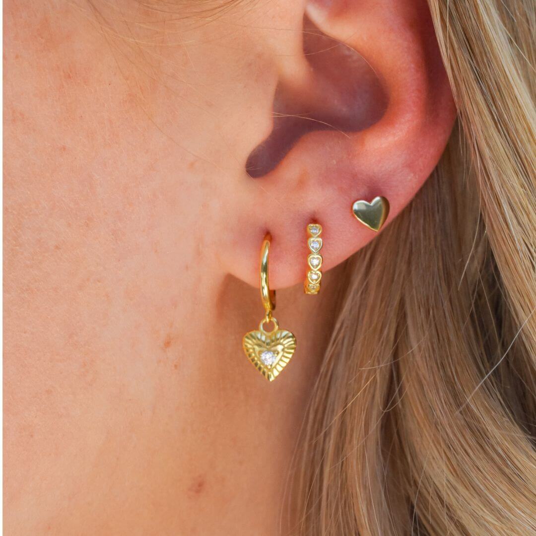 Gold heart drop on sale earrings