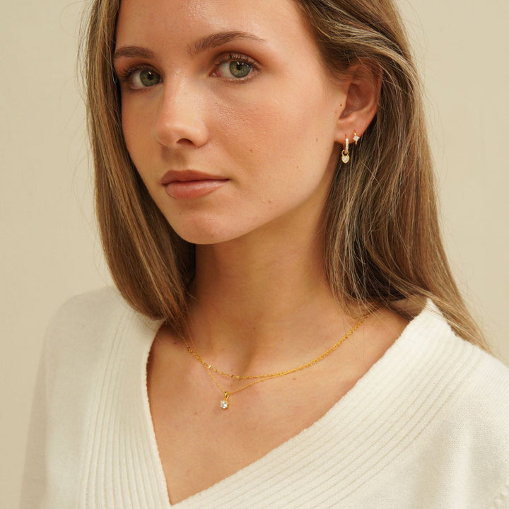 Amora Crystal Heart Drop Pavé Huggie Earrings