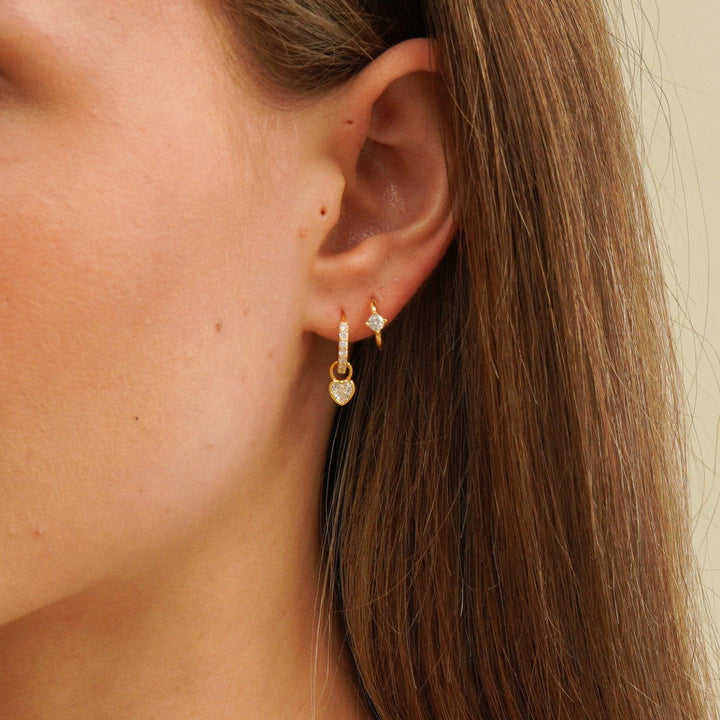 Aeris Gold Solitaire Huggie Earrings