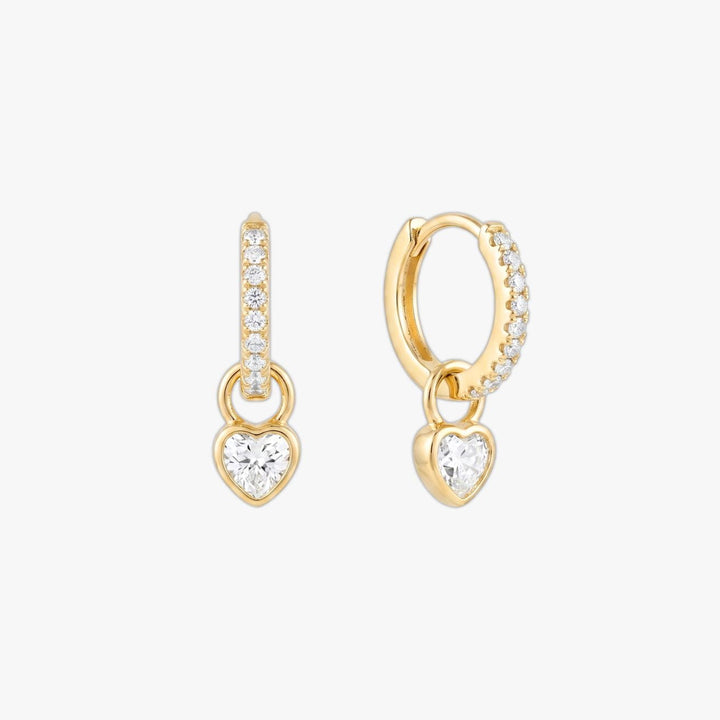 Amora Crystal Heart Drop Pavé Huggie Earrings