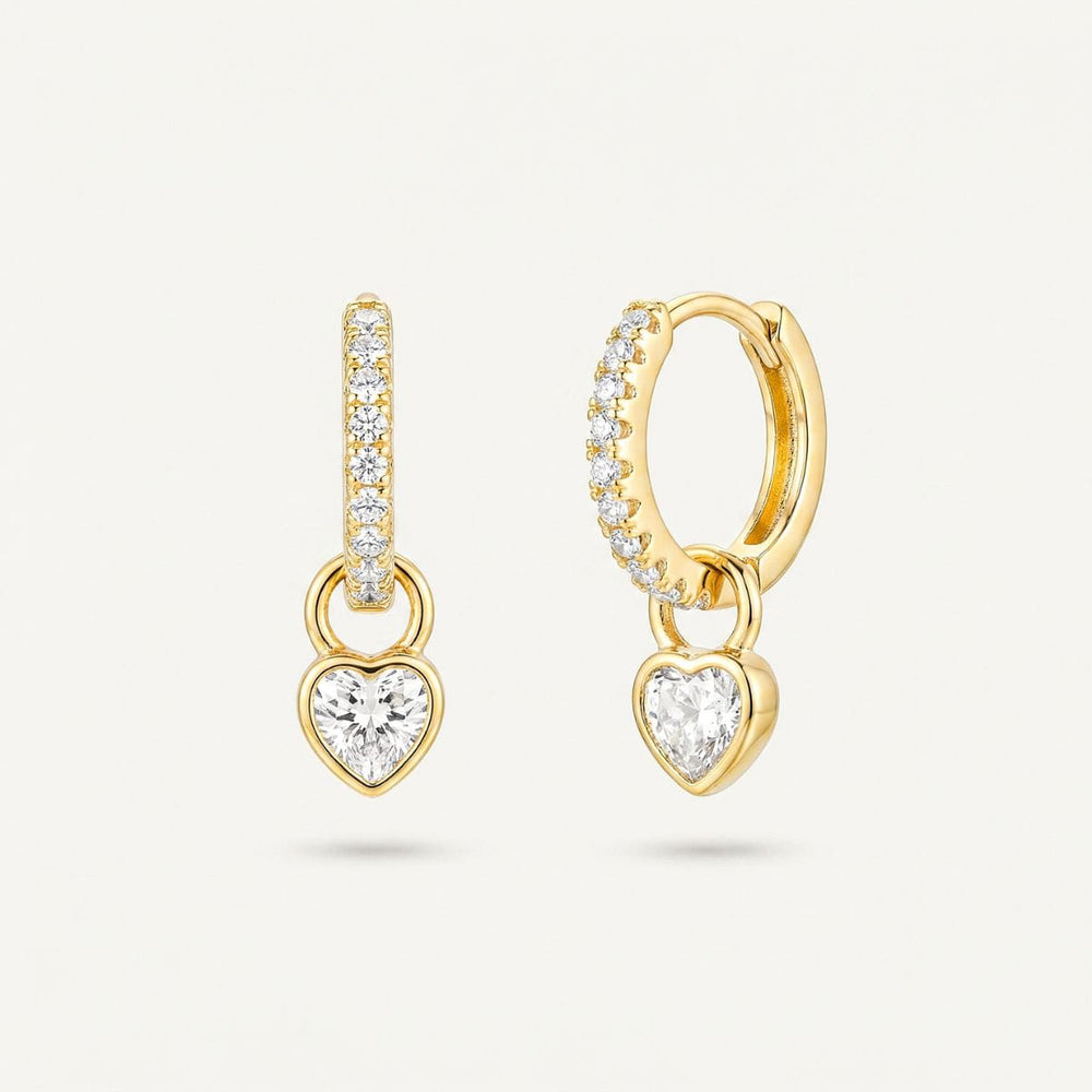Amora Crystal Heart Drop Pavé Huggie Earrings