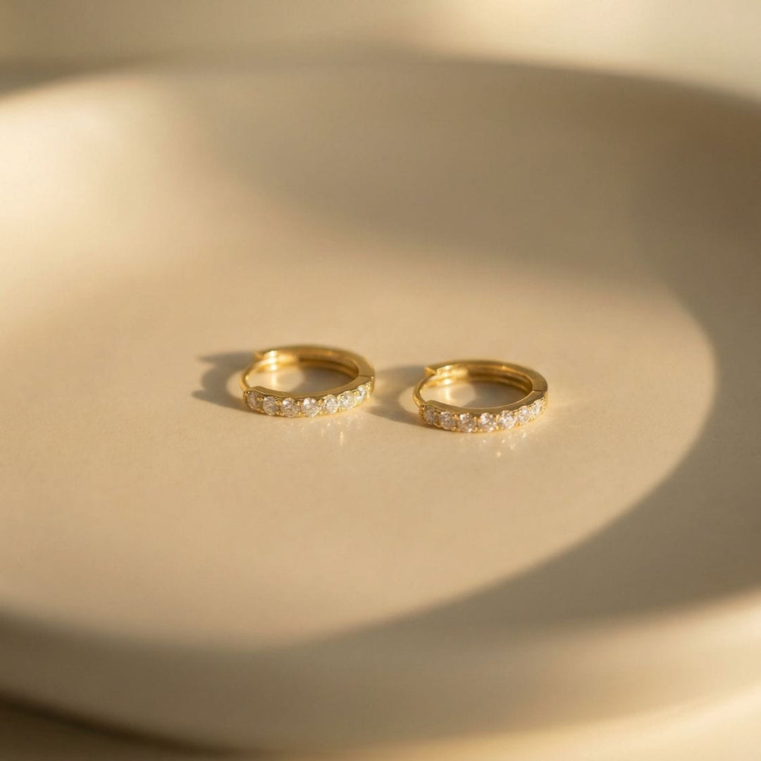 Amora Crystal Heart Drop Pavé Huggie Earrings