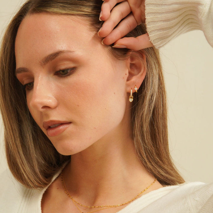 Aeris Gold Solitaire Huggie Earrings