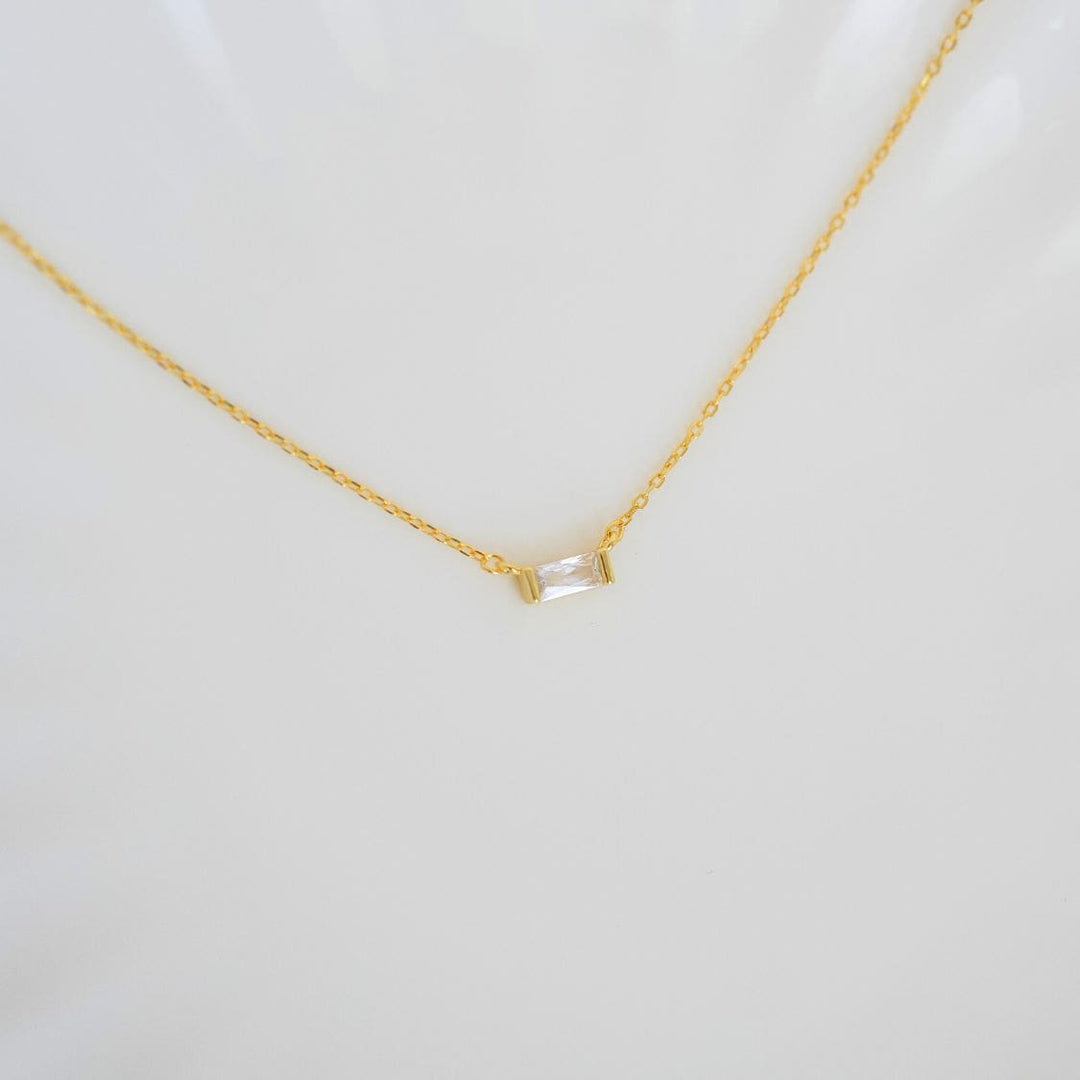 Amour Gold Baguette Pendant Necklace 