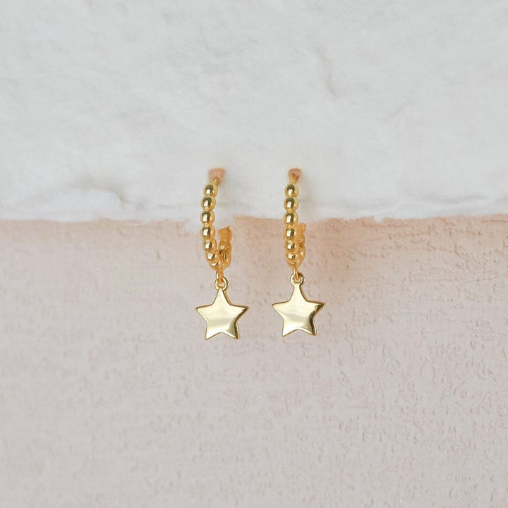 Asher Star Gold Drop Huggie Hoops-Sterling Silver Earrings-LYANG & CO.