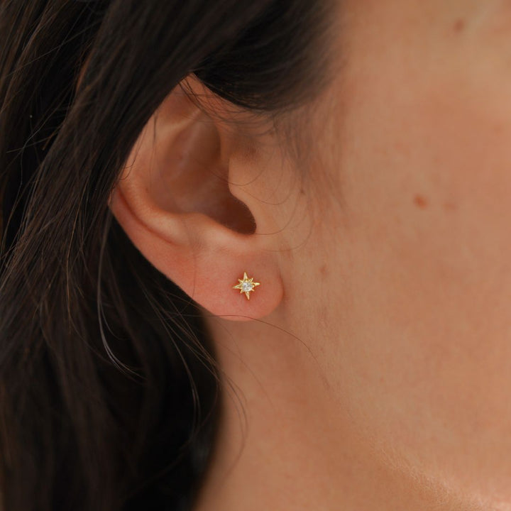 Aster Starburst Gold Stud Earrings-Sterling Silver Earrings-LYANG & CO.
