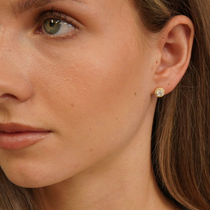Aurelia Halo Stud Earrings Gold