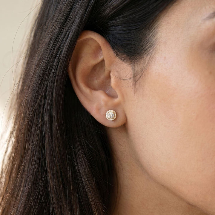 Aurelia Halo Stud Earrings Gold