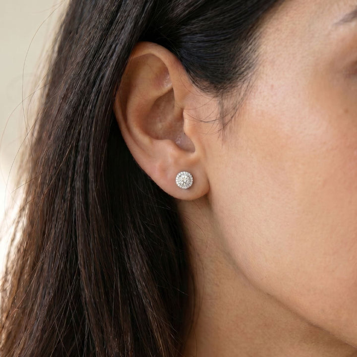 Aurelia Halo Stud Earrings Silver