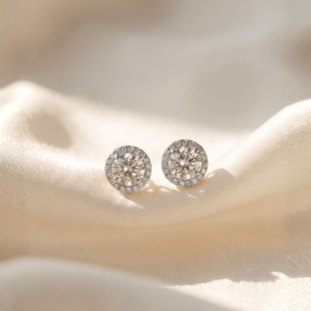Aurelia Halo Stud Earrings Silver