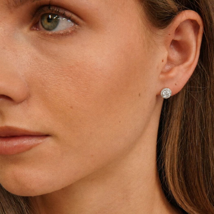 Aurelia Halo Stud Earrings Silver