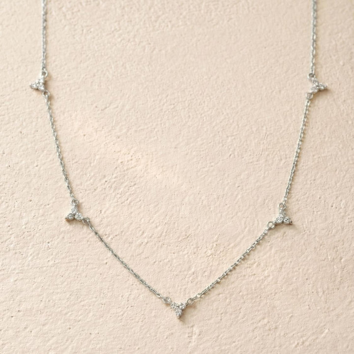Aurora Flora Silver Trio Diamond Necklace