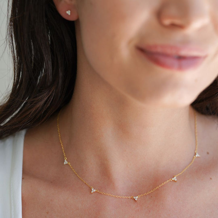 Lumi Trio Necklace & Stud Set Gold