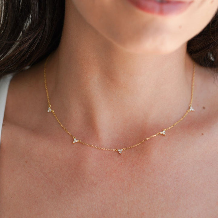 Lumi Trio Necklace & Stud Set Gold