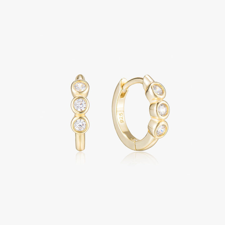 Ava Gold Bezel Huggie Earrings