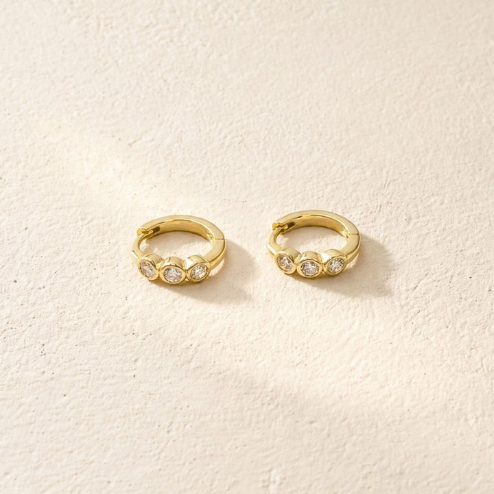 Ava Gold Bezel Huggie Earrings