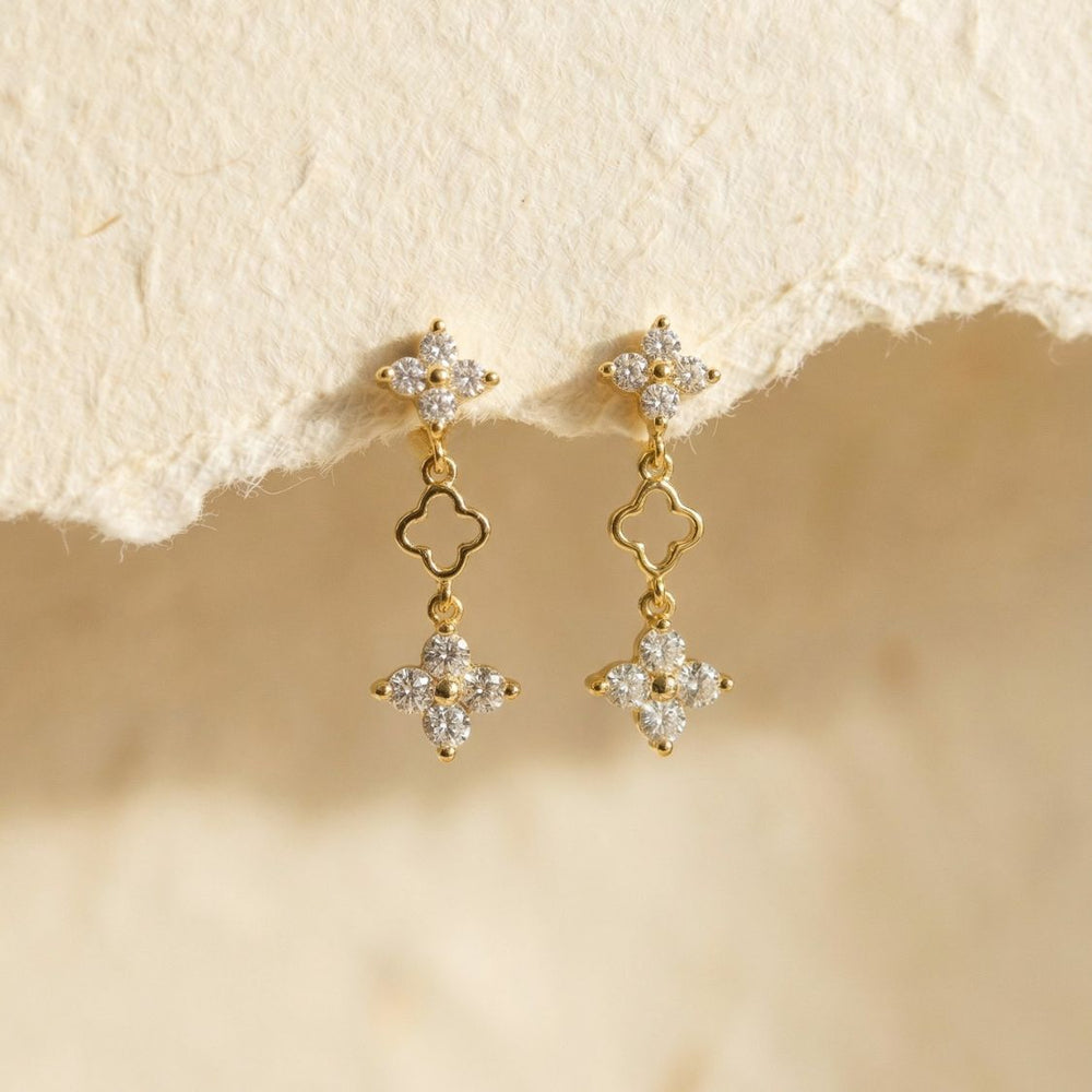Ayla Flower Drop Stud Earrings Gold