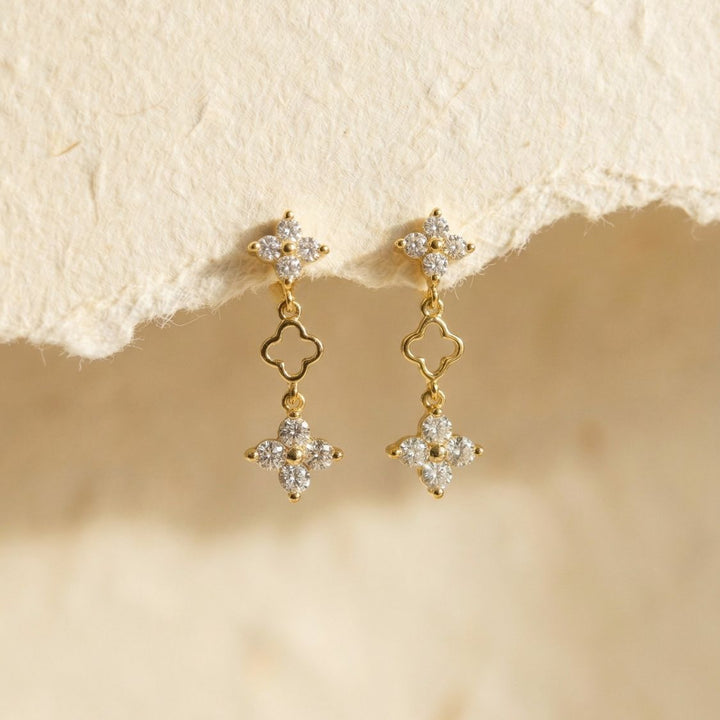 Ayla Flower Drop Stud Earrings Gold