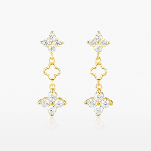 Ayla Flower Drop Stud Earrings Gold