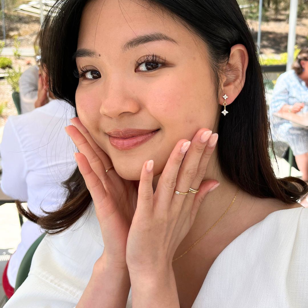 Ayla Flower Drop Stud Earrings Gold