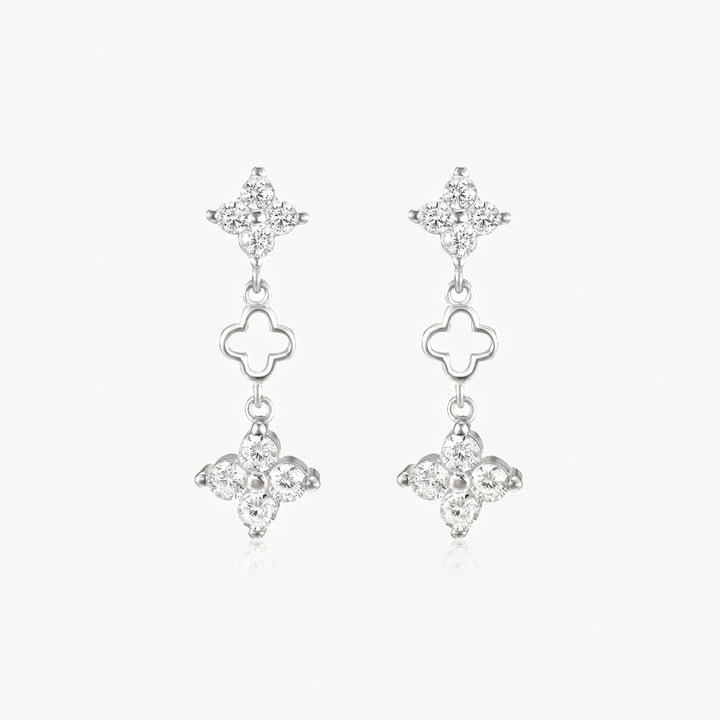 Ayla Flower Drop Stud Earrings Silver