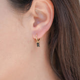 Evelyn Baguette Black CZ 18K Gold Drop Earrings