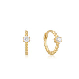 Huggie Earrings with CZ stud Gold