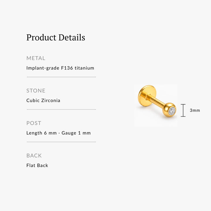 Bezel Crystal Titanium Flatback Stud – Single