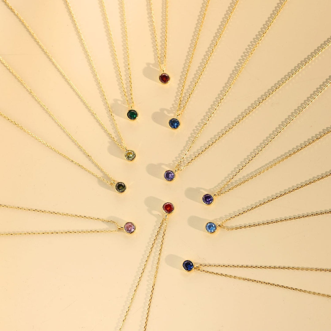 Classic Birthstone Necklaces Gold-Sterling Silver Necklaces-LYANG & CO.